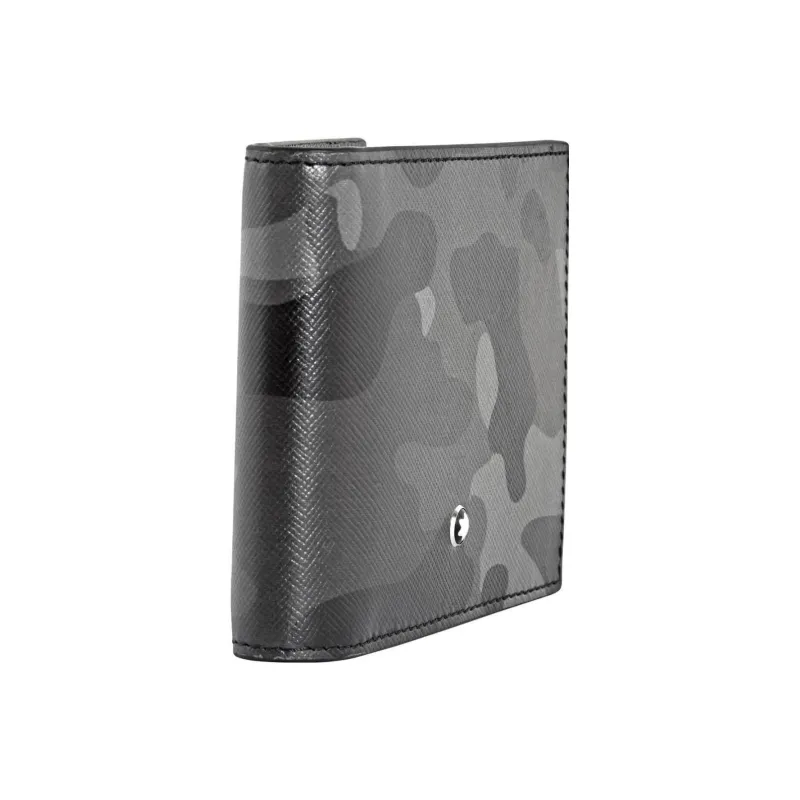 MONTBLANC Leather Card Holder, Wallet Men's Camouflage Gray-1