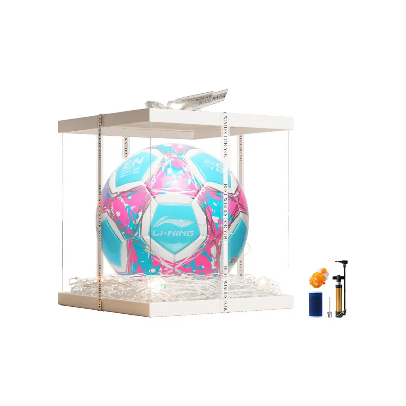 LiNing Size 4 5 Size Soccer TPU Machine Stitched Soccer Ball Unisex Light Blue Pink-15