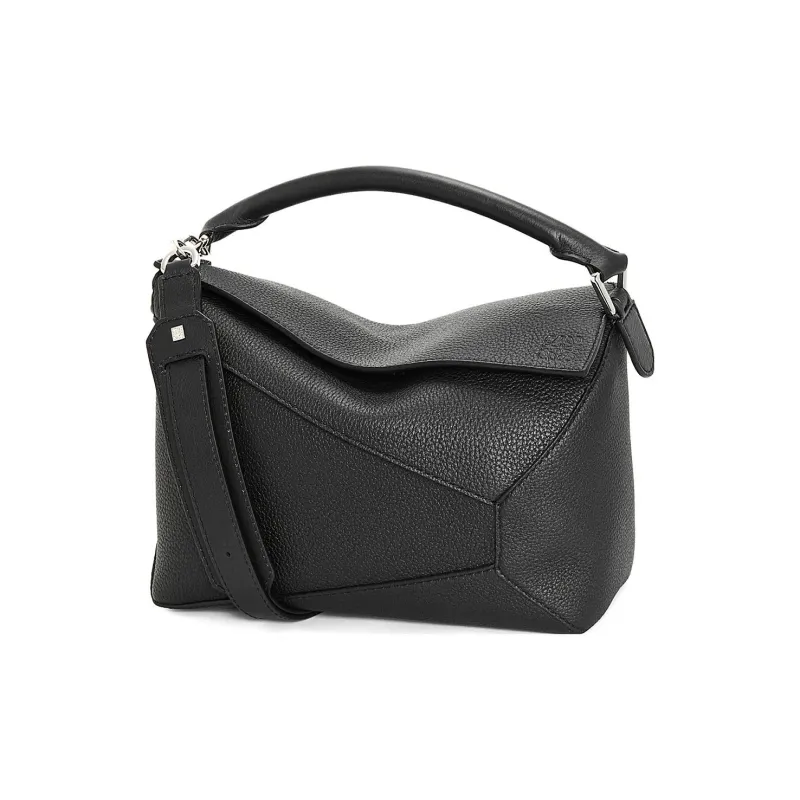 LOEWE Puzzle Grained Calfskin Handbag, Shoulder Bag, Crossbody Bag Regular Men's Black-0