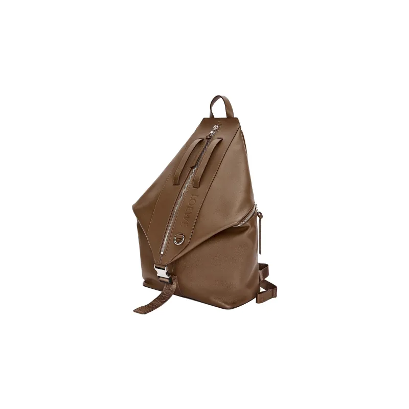 LOEWE Cow Leather With Textile Backpack Regular Men's Winter Brown-1