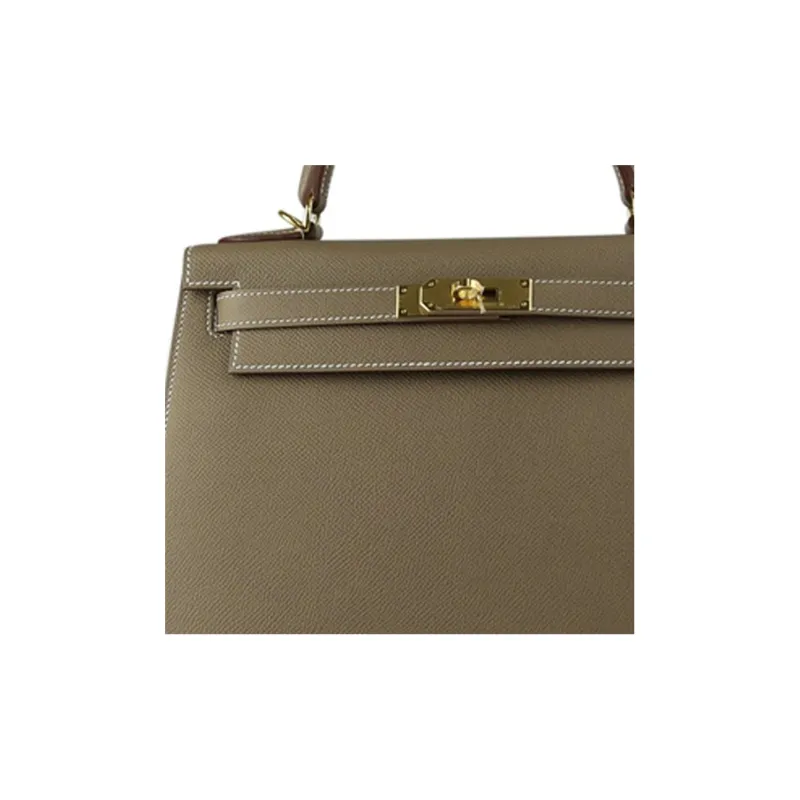 HERMES Kelly Epsom Leather Kelly Bag Handbag Regular Women's 18 Etoupe Elephant Gray-3