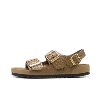 Birkenstock Milano Embossed Leather Narrow Fit Sandals 'Emboss Mud Green' Women's