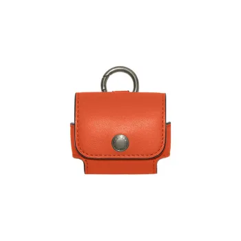 COACH Earbud Case Cow Leather Earplug Case/Earphone Case Unisex Orange