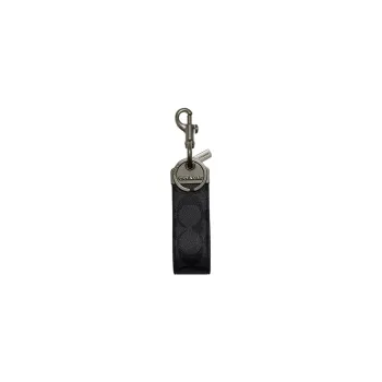 COACH Canvas With Calfskin Keychain Bag Accessory Unisex Black