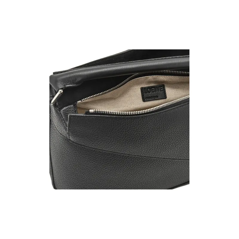 LOEWE Puzzle Grained Calfskin Handbag, Shoulder Bag, Crossbody Bag Regular Men's Black-5