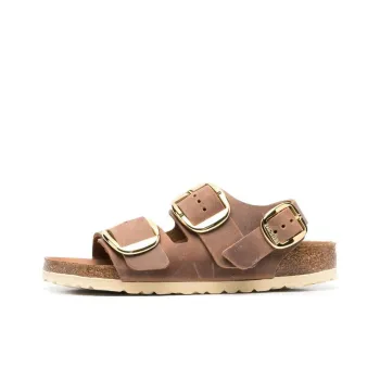 Birkenstock Milano Big Buckle Natural Leather Oiled Narrow Fit Sandals 'Cognac' Women's