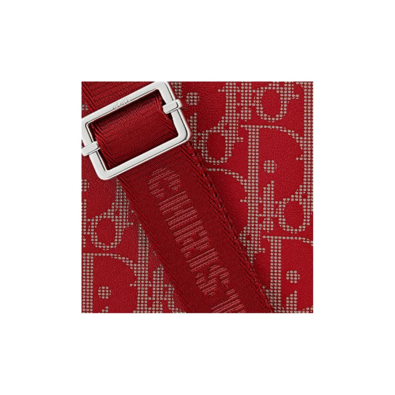 DIOR Cow Leather Messenger Bag Crossbody Bag Shoulder Bag Men's Red-4