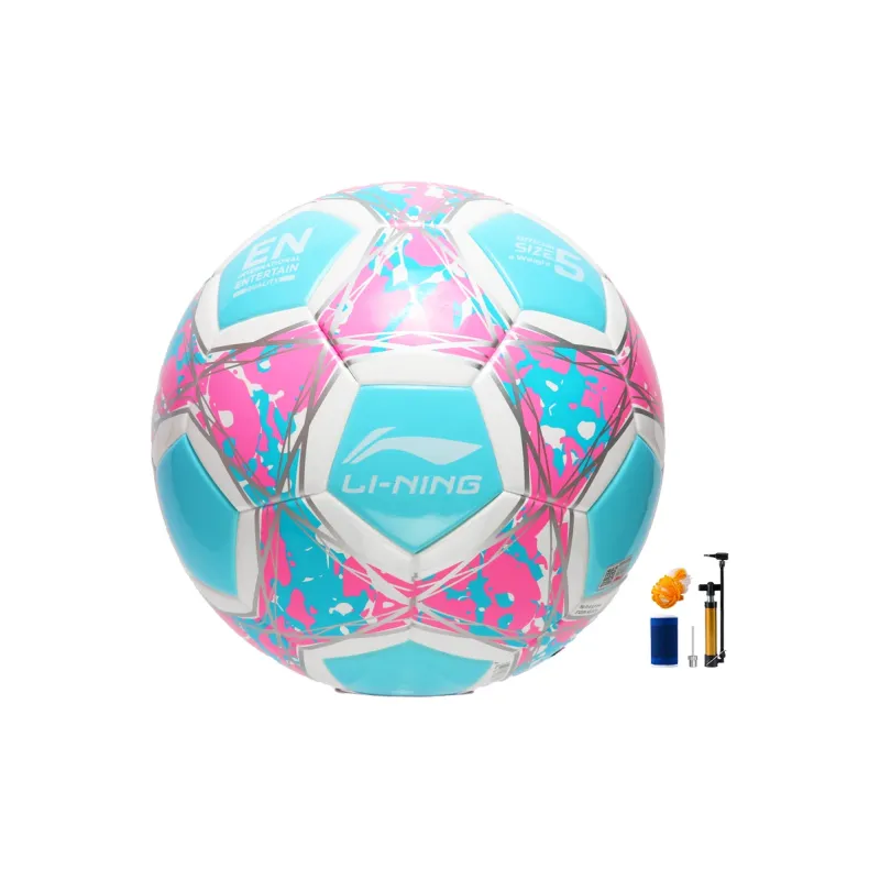 LiNing Size 4 5 Size Soccer TPU Machine Stitched Soccer Ball Unisex Light Blue Pink-1