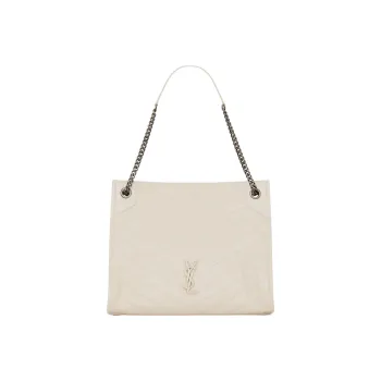 SAINT LAURENT Niki Cow Leather Tote Bag, Shopping Bag, Handbag, Shoulder Bag Women's Vintage White
