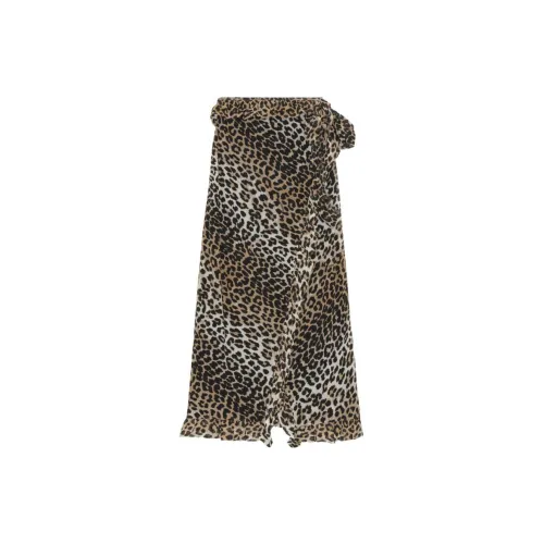 GANNI Ruffled Leopard-print Midi Skirt