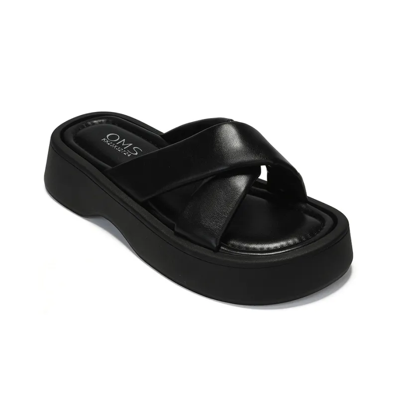 OMS Slide Slippers Women's Black/White-2