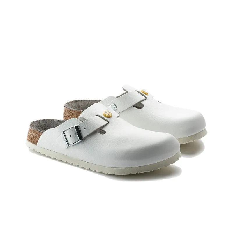 Birkenstock Boston Esd Natural Leather Narrow Fit Sandals 'White' Women's-2