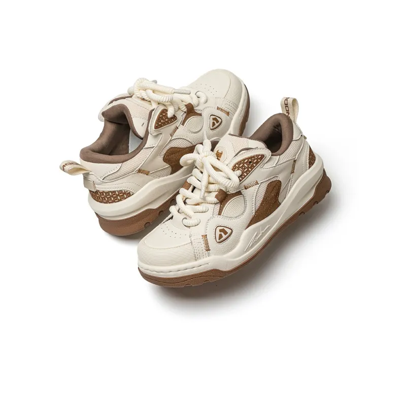 VAILMOON Blossoming Coin Radiance Low-Top Stylish Skateboarding Shoes Unisex Coffee-2