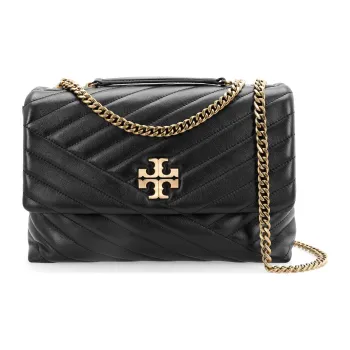 TORY BURCH Kira Leather Shoulder Bag Crossbody Bag Large Size Women's Black