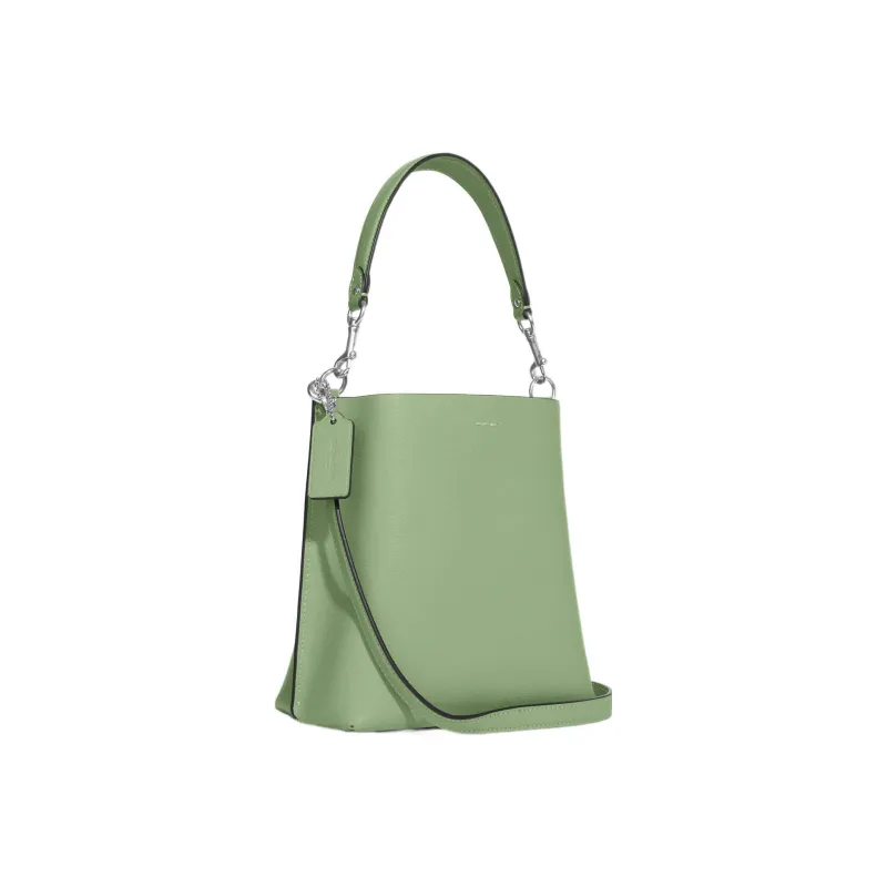 COACH Mollie Leather Bucket Bag, Shoulder Bag, Crossbody Bag Trumpets Women's Green-1