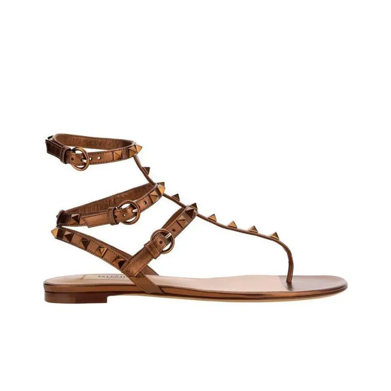 Valentino Rockstud One Strap Sandals Women's Bronze-1