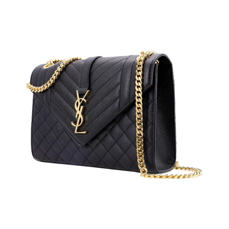 SAINT LAURENT Envelope Medium Bag Grain De Poudre Black-1