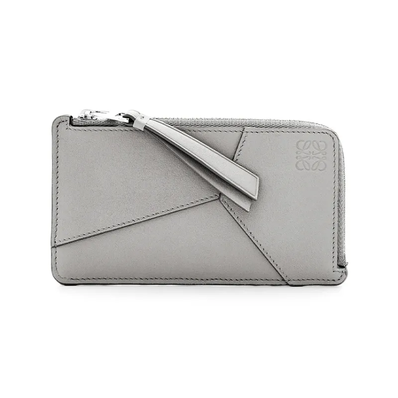 LOEWE Puzzle Cow Leather Card Holder Women's Asphalt Gray-0