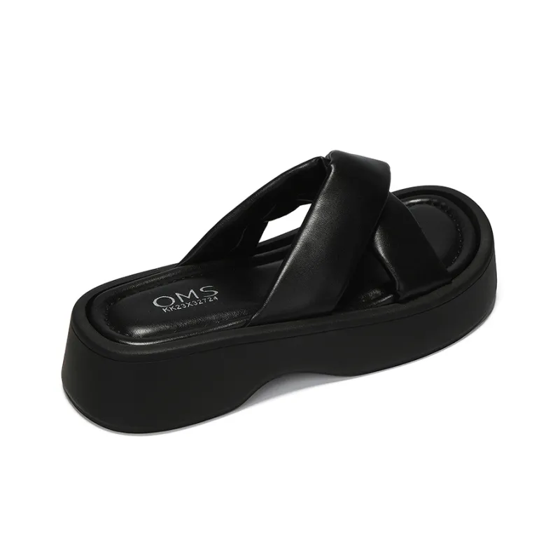 OMS Slide Slippers Women's Black/White-3