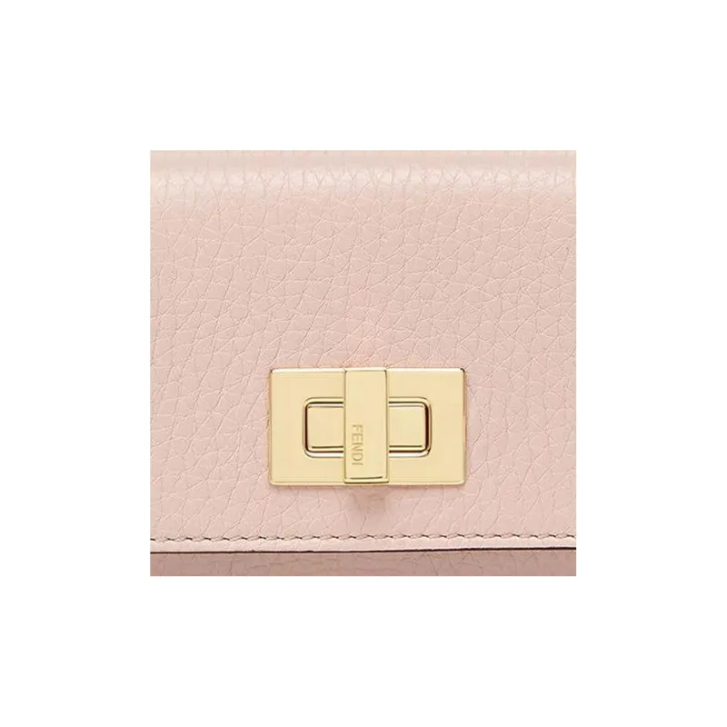 FENDI Peekaboo Leather Money Clip Card Holder Wallet Women's Pink-4