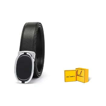 FREE RABBITⅡ Oval Genuine Leather Automatic Buckle Leather Belts Men's 3.5cm