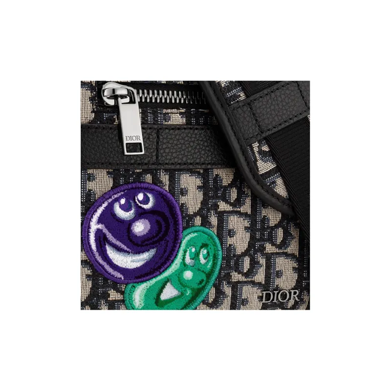 DIOR Kenny Scharf Collaboration Canvas Camera Bag Shoulder Bag Crossbody Bag Men's Black-4