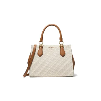 MICHAEL KORS MARILYN Leather Handbag Shoulder Bag Crossbody Bag Medium Size Women's White/Brown