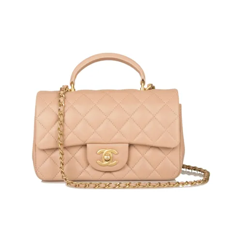 CHANEL Classic Flap CF Lambskin Lipstick Bag Handbag Shoulder Bag Crossbody Bag Mini Women's Nude Pink