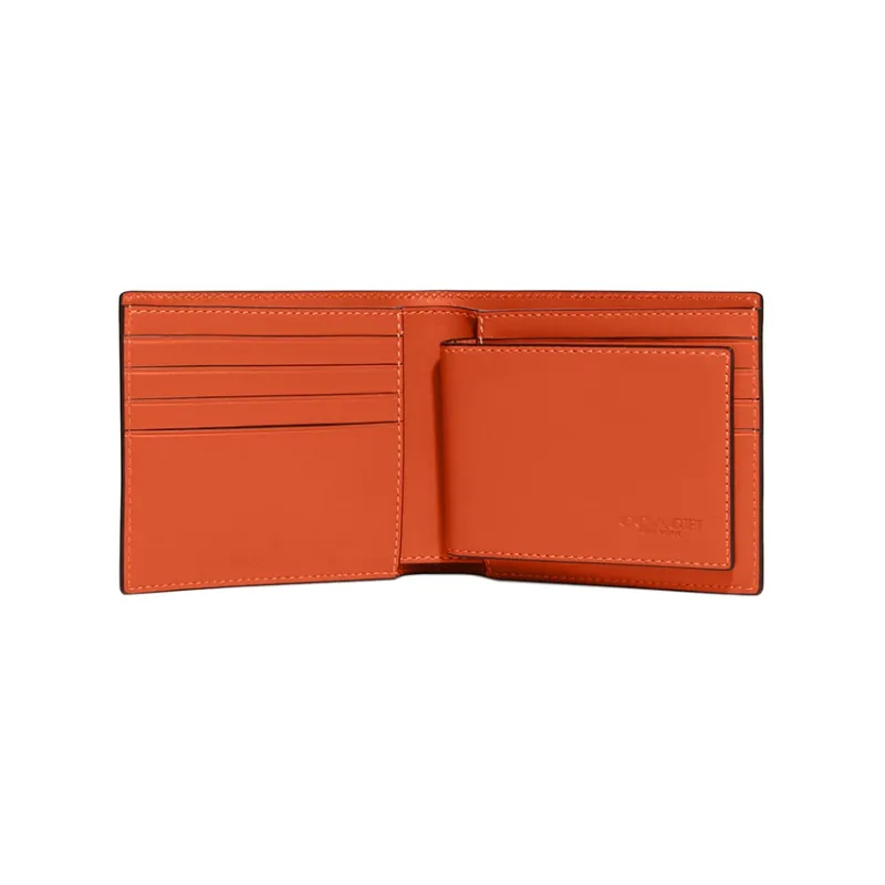 COACH 3 IN 1 Wallet Calfskin Card Holder, Wallet Men's Orange-1