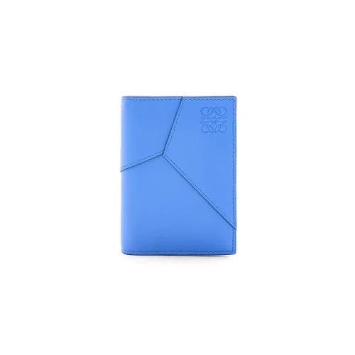 LOEWE Puzzle Cow Leather Card Holder Men's Blue