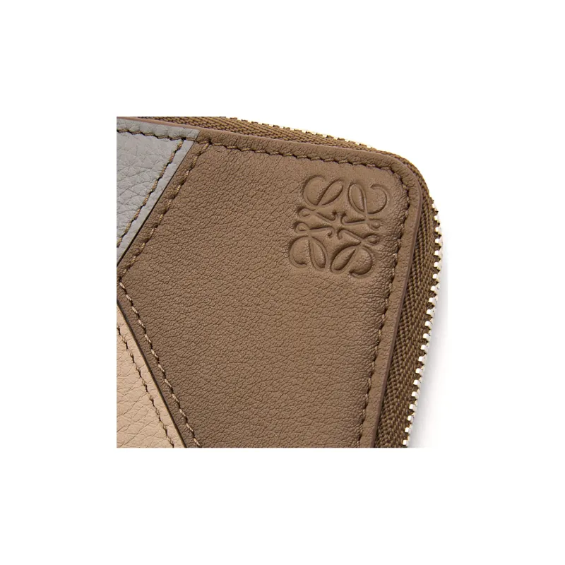 LOEWE Puzzle Cow Leather Card Holder Men's Asphalt Gray/Winter Brown-3