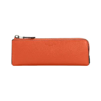 COACH Organizational Case Pebbled Leather Coin Purse Clutch Small Size Women's Orange