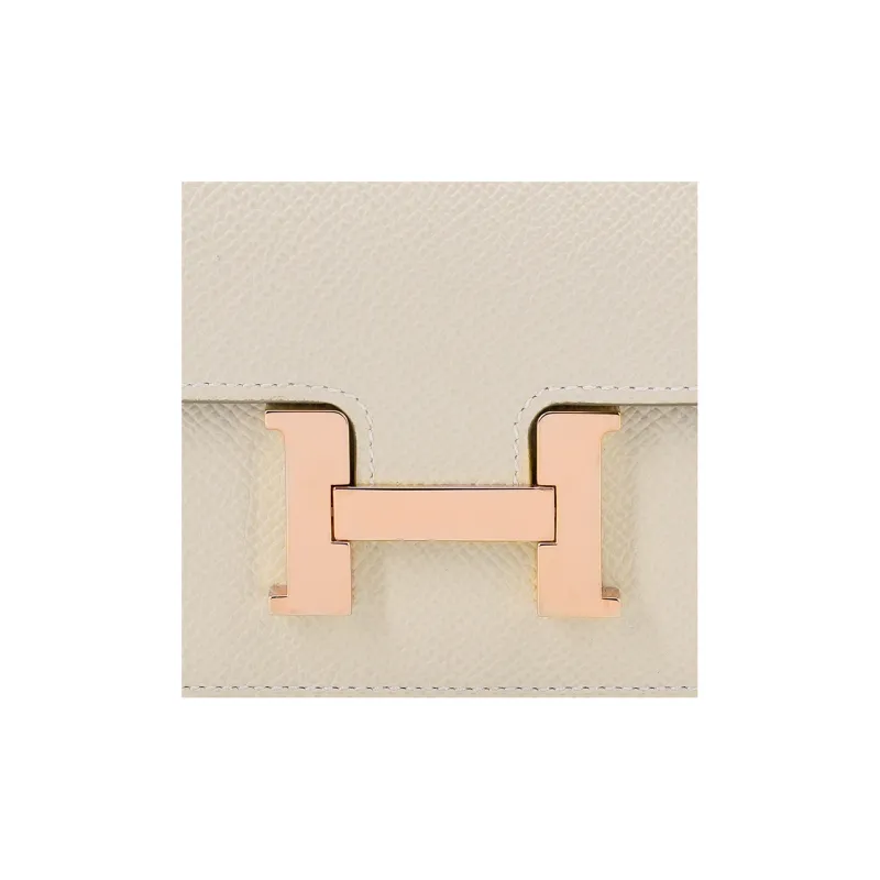 HERMES Constance Slim Epsom Leather Wallets Card Holders Fanny Pack Regular Women's 10 Craie Milkshake White-5