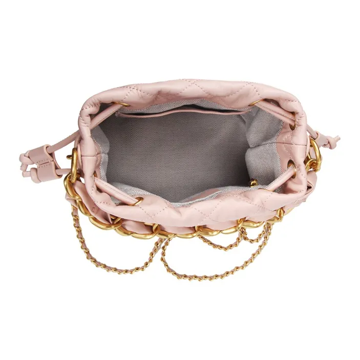 YOCAMU The First Layer Of Calfskin Bucket Bag Chain Shoulder Bag Crossbody Bag Handbag Regular Women's White/Pink/Black-10