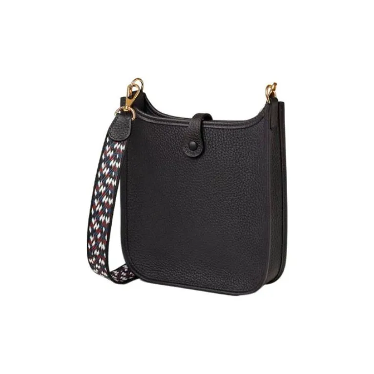 HERMES Evelyne Clemence Bullock Leather Crossbody Bag, Shoulder Bag Women's Black-3