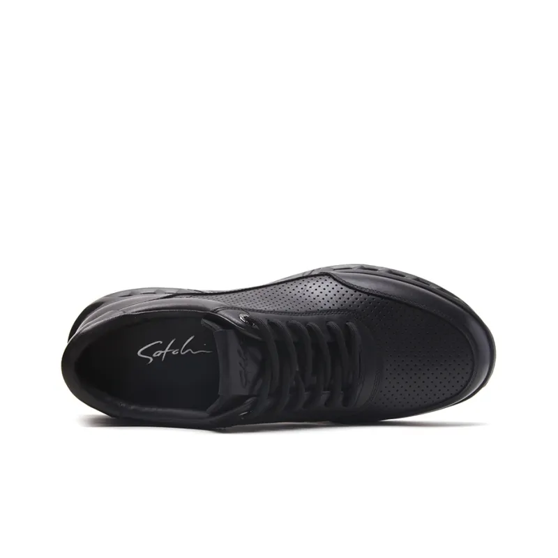 Satchi Cushioned Wear Resistant Breathable Height Increasing Low Top Sports Casual Shoes Men's Black-3