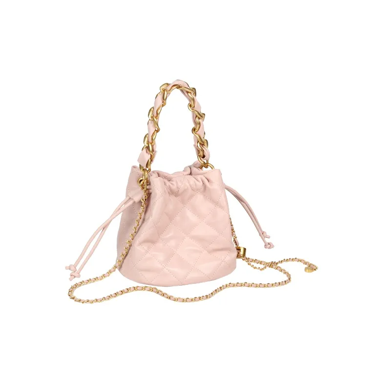 YOCAMU The First Layer Of Calfskin Bucket Bag Chain Shoulder Bag Crossbody Bag Handbag Regular Women's White/Pink/Black-8