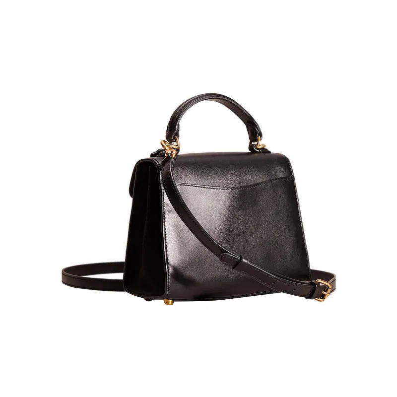 COACH Suede With Canvas And Calfskin Handbag, Shoulder Bag, Crossbody Bag Trumpets Women's Black & Brown-1