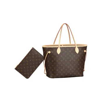 LOUIS VUITTON NEVERFULL Coated Canvas With Cow Leather Trim Tote Bag, Shopping Bag, Handbag Medium Size Women's Brown
