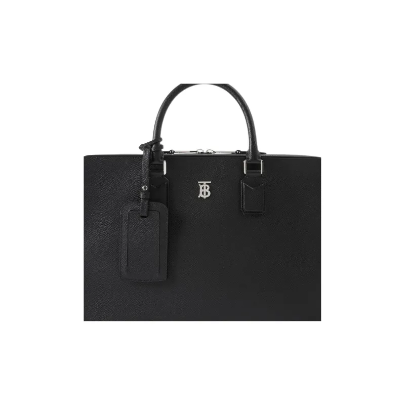 Burberry Calfskin Portable Briefcases Medium Size Men's Black-4
