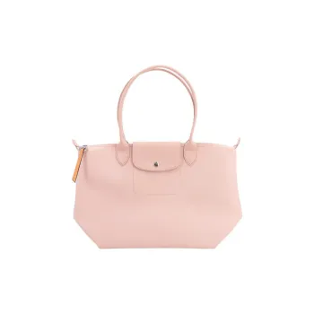LONGCHAMP Le Pliage Cowhide Patchwork Canvas Tote Bag, Shopping Bag, Handbag, Shoulder Bag Women's Pink