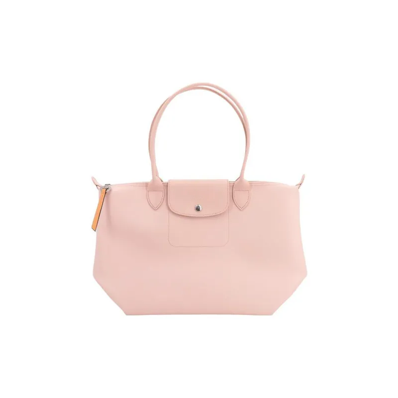 LONGCHAMP Le Pliage Cowhide Patchwork Canvas Tote Bag, Shopping Bag, Handbag, Shoulder Bag Women's Pink-0