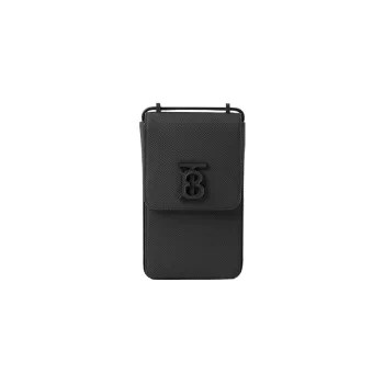 Burberry Calfskin One Shoulder Crossbody Cell Phone Pouch Men's Black