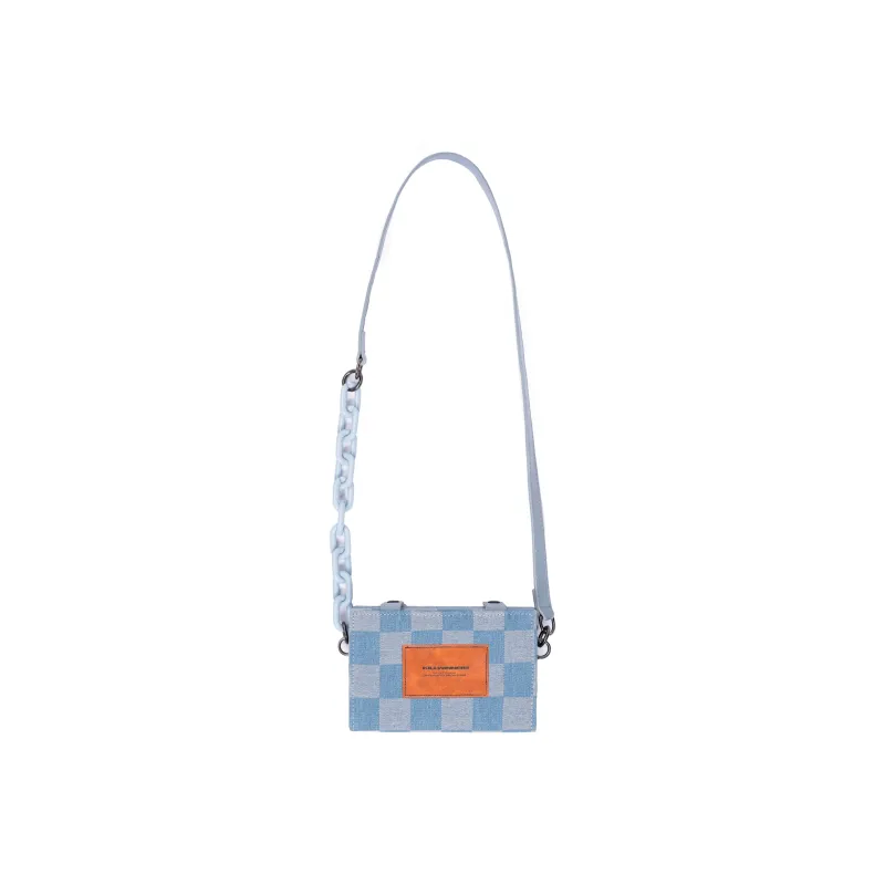 KILLWINNER Denim Shoulder Bag Crossbody Bag Small Size Unisex Dark Blue Light Blue-13