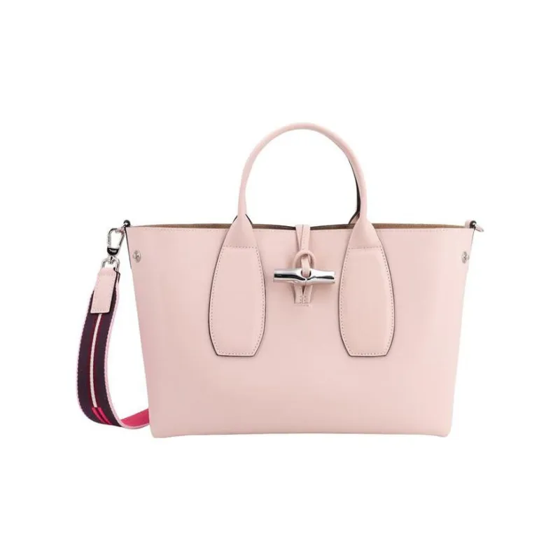 LONGCHAMP Roseau Cow Leather Big Bag Shoulder Bag Crossbody Bag Handbag Medium Size Women's Light Pink-0