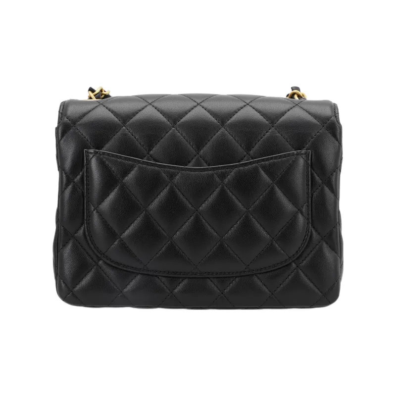 CHANEL Lambskin Chain Bag, Crossbody Bag, Shoulder Bag Women's Black-2
