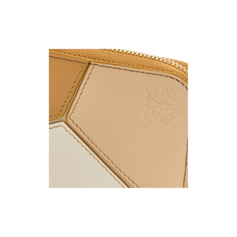 LOEWE Puzzle Calfskin Wallet Women's Beige/Taupe/Gold-4