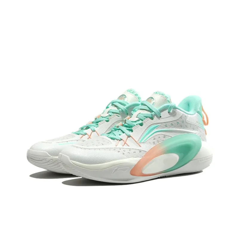 LiNing Cushioning Wear Resistant Mid Top Basketball Shoes Men's Green-2