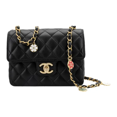 CHANEL Lambskin Chain Bag, Crossbody Bag, Shoulder Bag Women's Black