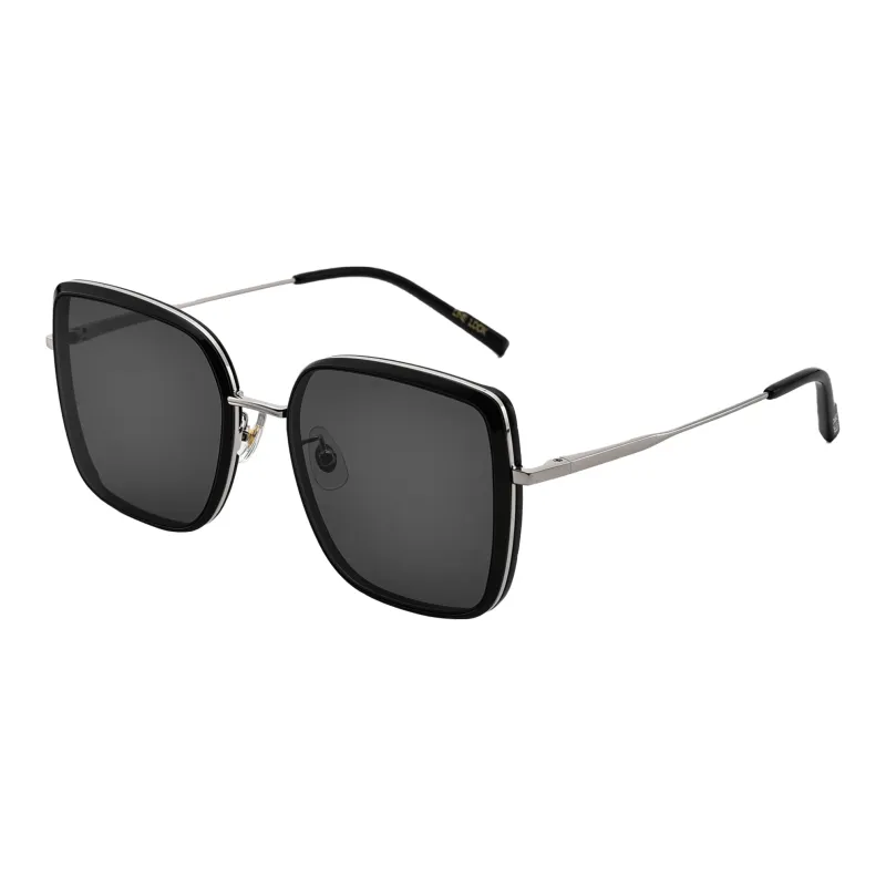 Sijue TR/Memory Plastic Square Sunglasses Unisex Black-0